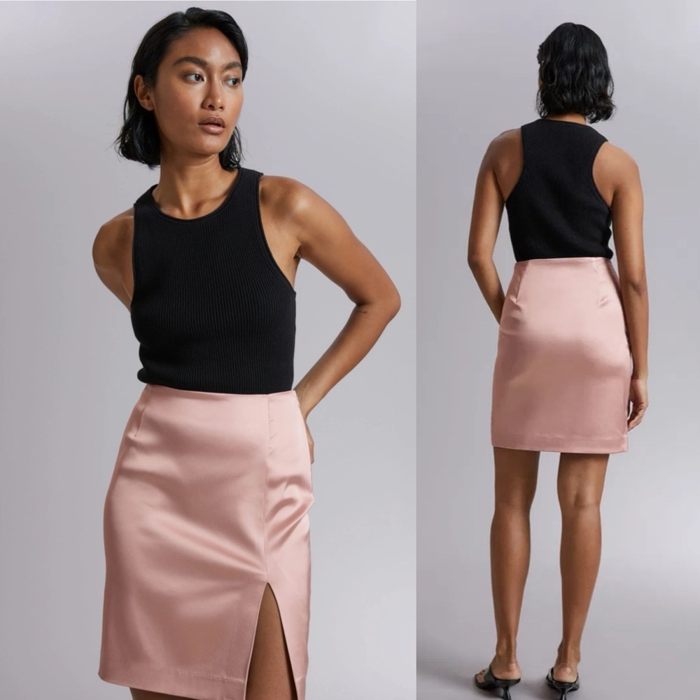NWT & Other Stories Satin Pencil Skirt in Dusty Pink 2